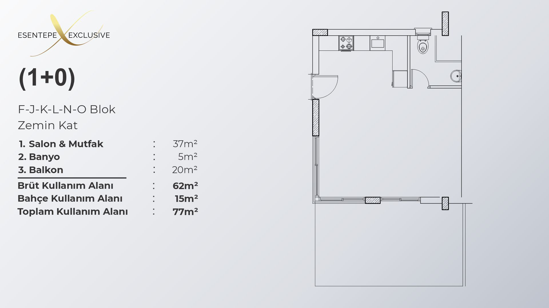 Esentepe Exclusive 1+0 Zemin Kat Bahçeli Stüdyo - frontend.project_detail.floor_plan