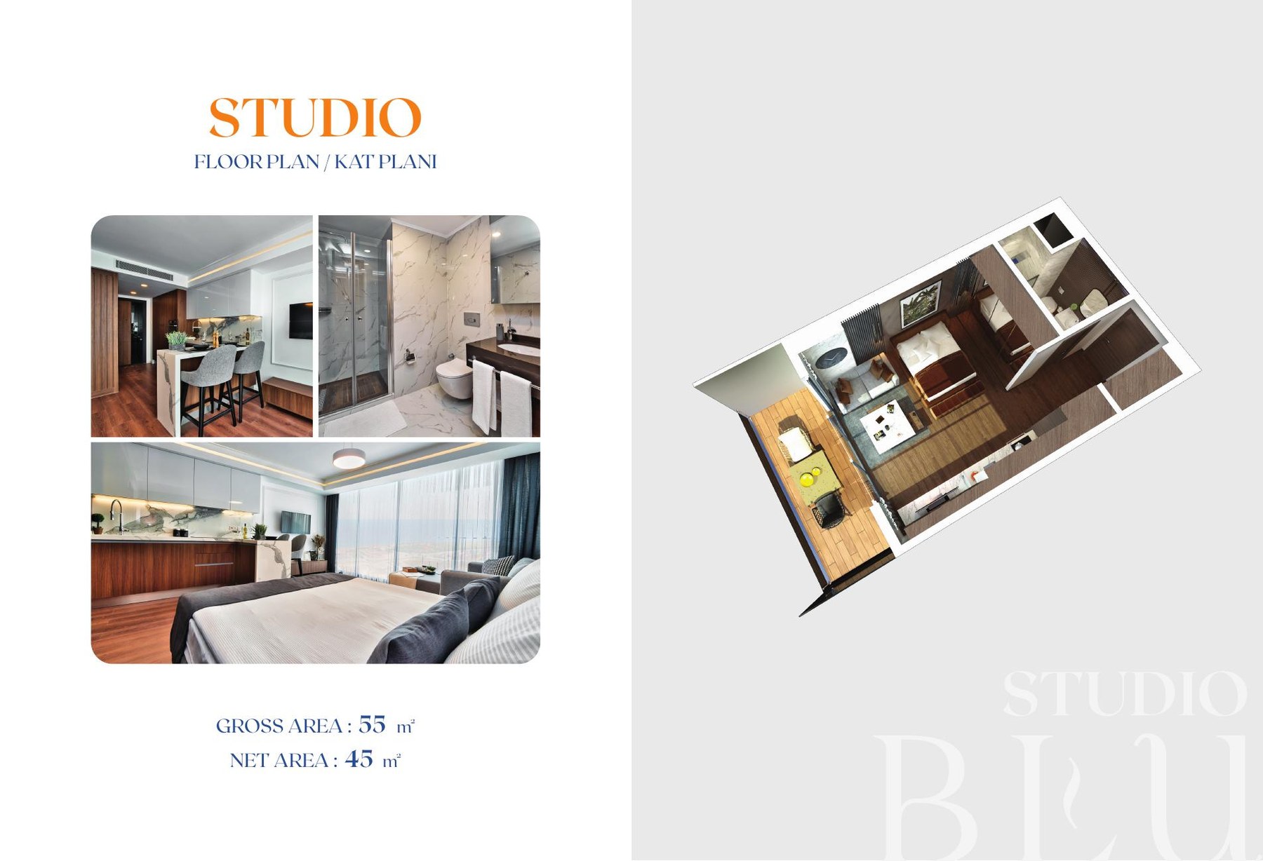 Stüdyo — 46 m² - frontend.project_detail.floor_plan