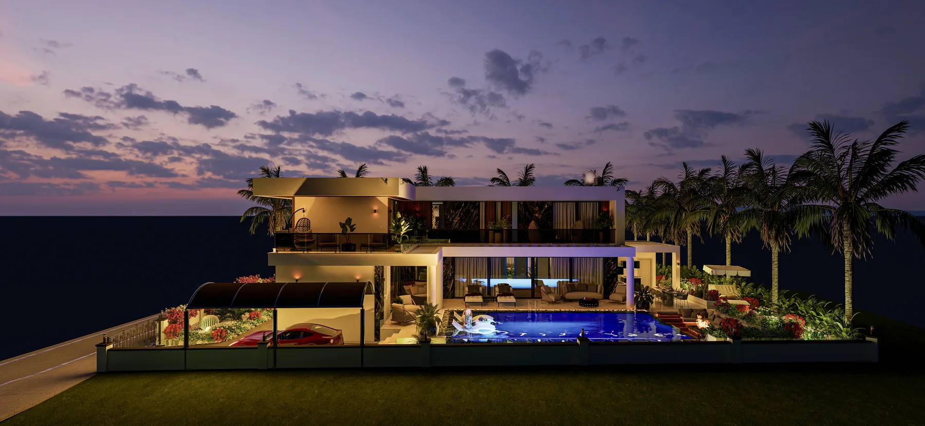 Edremit’te Hançer Prestige Villaları 2 dış cephe renderı