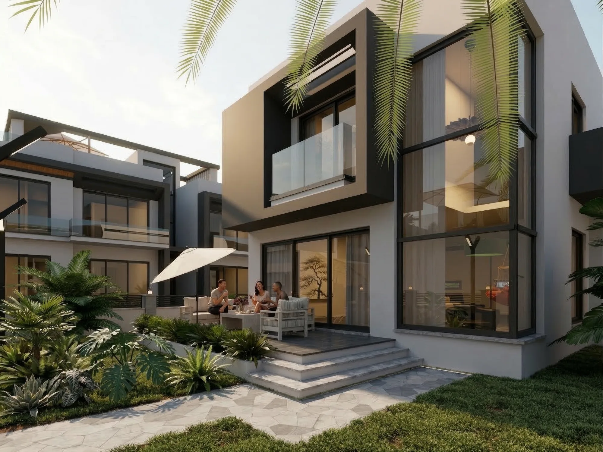 Palmora Cyprus – dış cephe ve ortak alan renderı