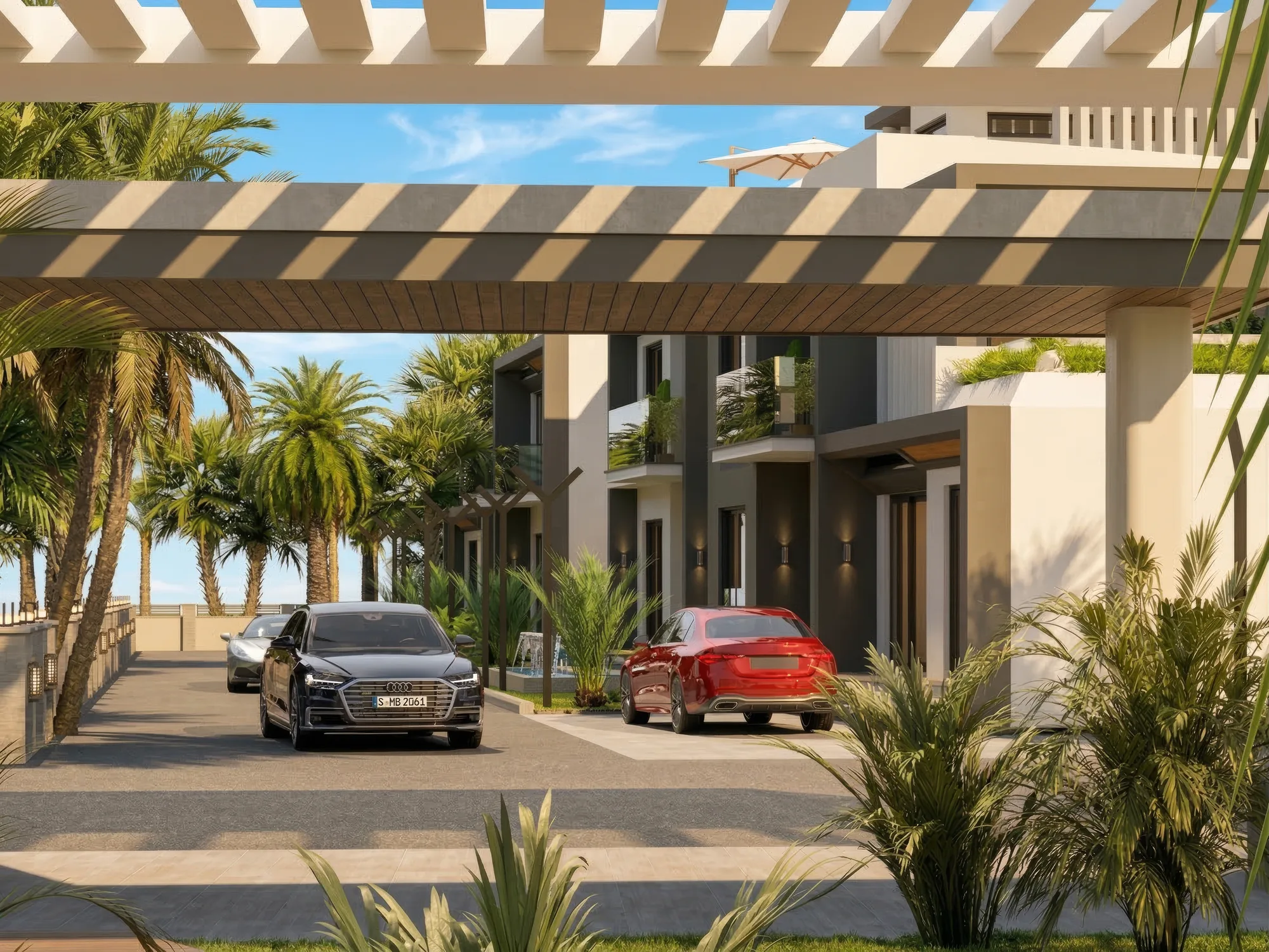Palmora Cyprus – dış cephe ve ortak alan renderı