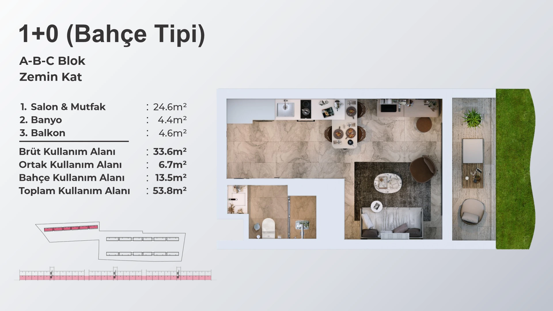 1+0 Stüdyo – Bahçe Tipi - frontend.project_detail.floor_plan